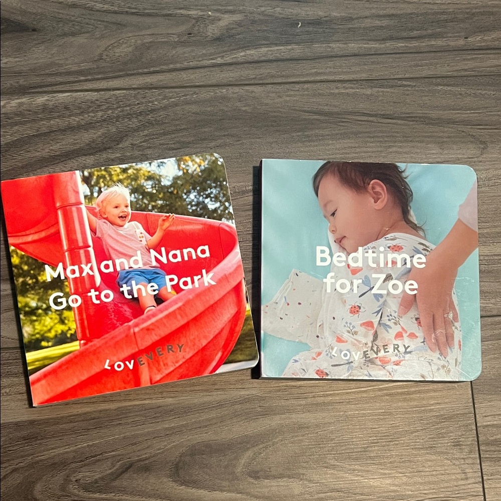 Lovevery Board Books Set - Max and Nana & Bedtime for Zoe - Red & Light Blue